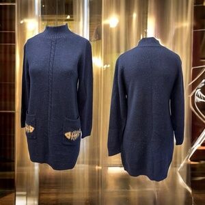 Boogle, Woman,Sweater, Wool Cashmere,Blue,Sz M,Long Sleeve,Pockets,Turtle neck.!